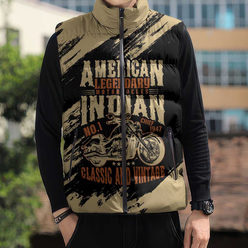 Personalized American Legendary Motorcycles Indian Chief 1947 Sleeveless Puffer Jacket Classic and Vintage - Wonder Print Shop