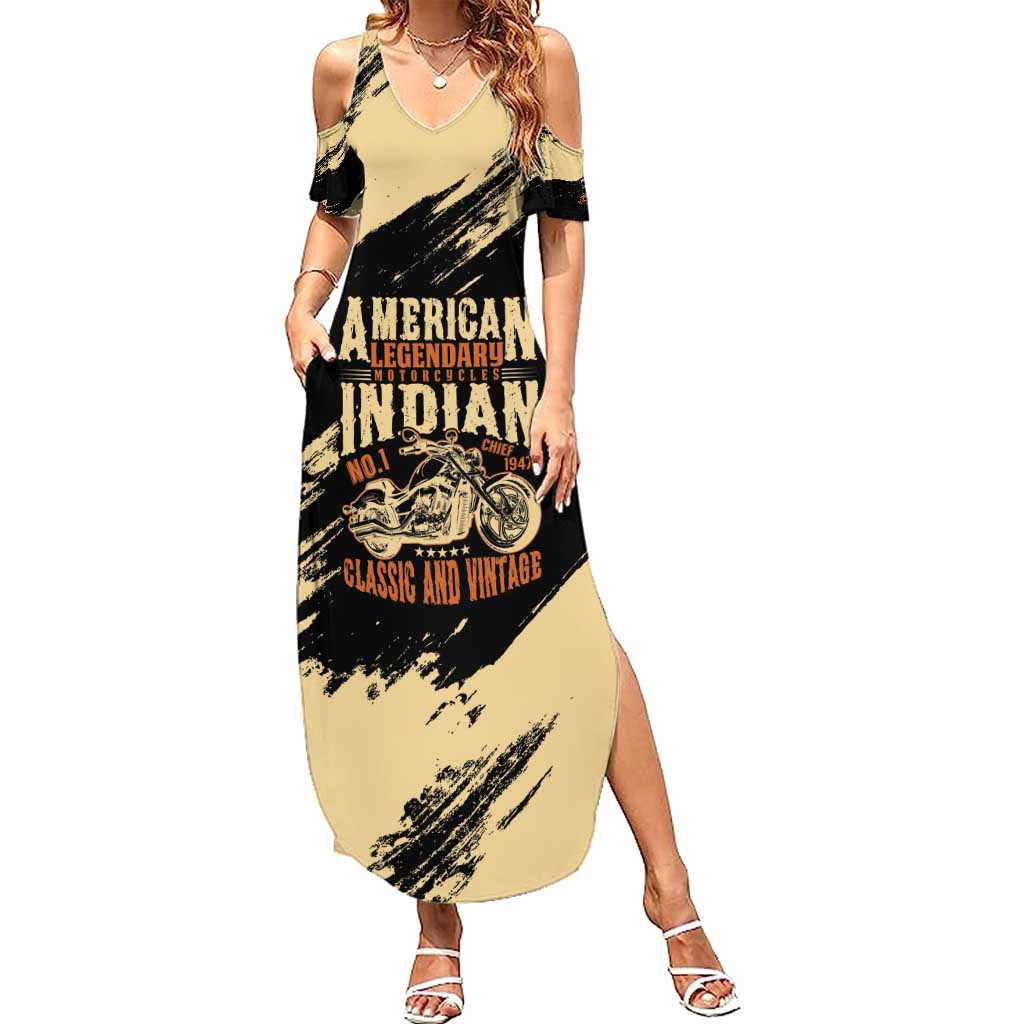 Personalized American Legendary Motorcycles Indian Chief 1947 Summer Maxi Dress Classic and Vintage - Wonder Print Shop