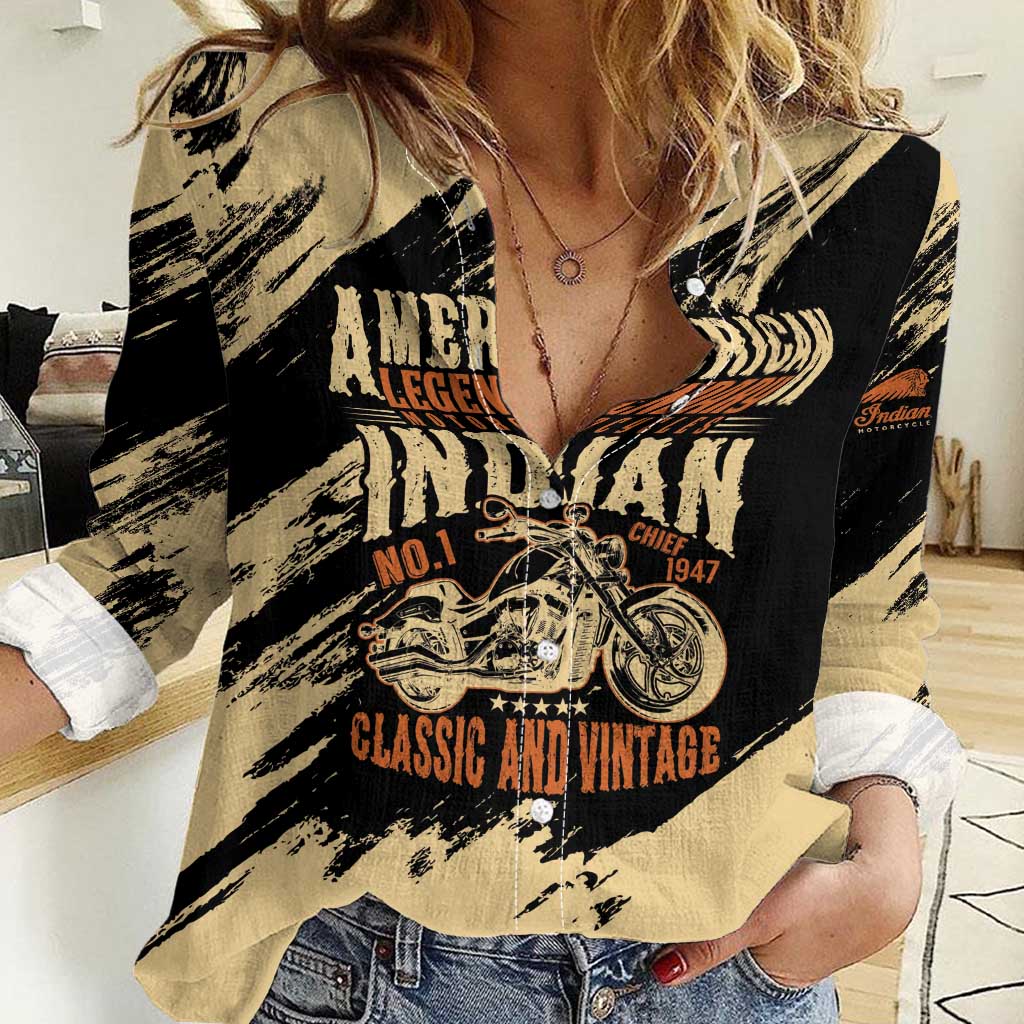 Personalized American Legendary Motorcycles Indian Chief 1947 Women Casual Shirt Classic and Vintage - Wonder Print Shop