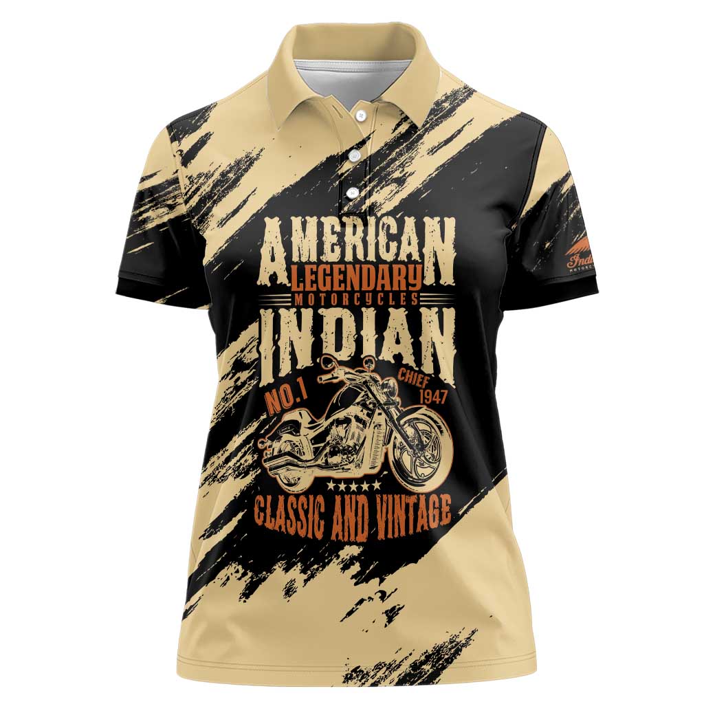 Personalized American Legendary Motorcycles Indian Chief 1947 Women Polo Shirt Classic and Vintage - Wonder Print Shop