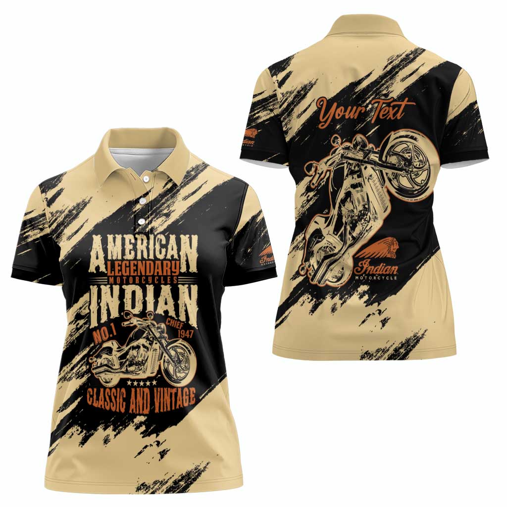 Personalized American Legendary Motorcycles Indian Chief 1947 Women Polo Shirt Classic and Vintage - Wonder Print Shop