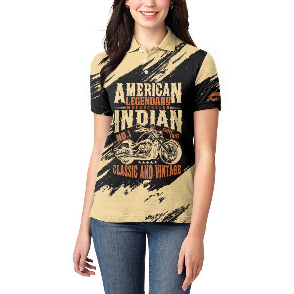 Personalized American Legendary Motorcycles Indian Chief 1947 Women Polo Shirt Classic and Vintage - Wonder Print Shop