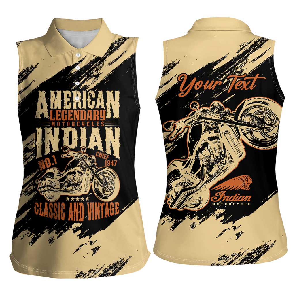 Personalized American Legendary Motorcycles Indian Chief 1947 Women Sleeveless Polo Shirt Classic and Vintage - Wonder Print Shop