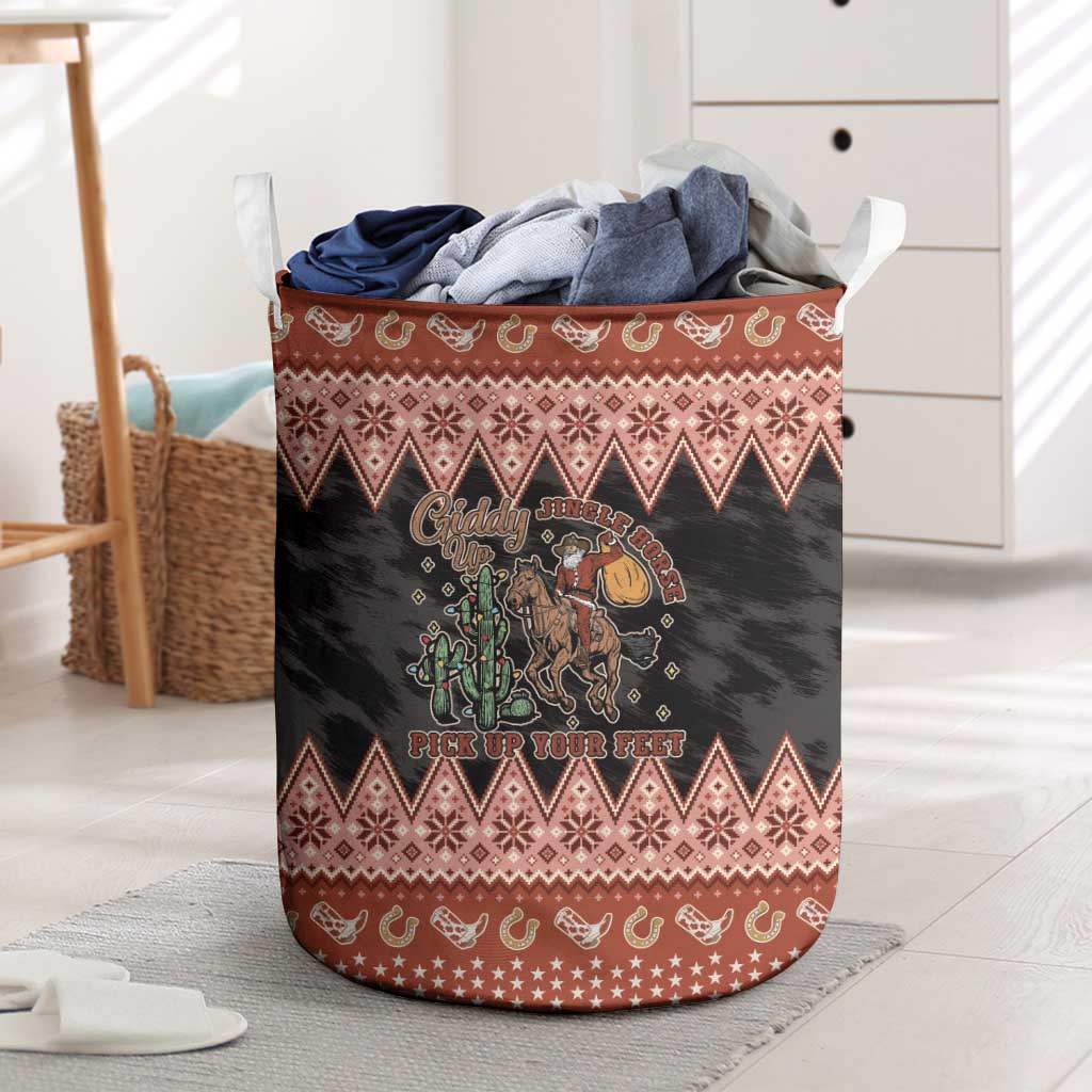 Howdy Christmas Cowboy Santa Laundry Basket Giddy Up Jingle Horse Pick Up Your Feet - Wonder Print Shop