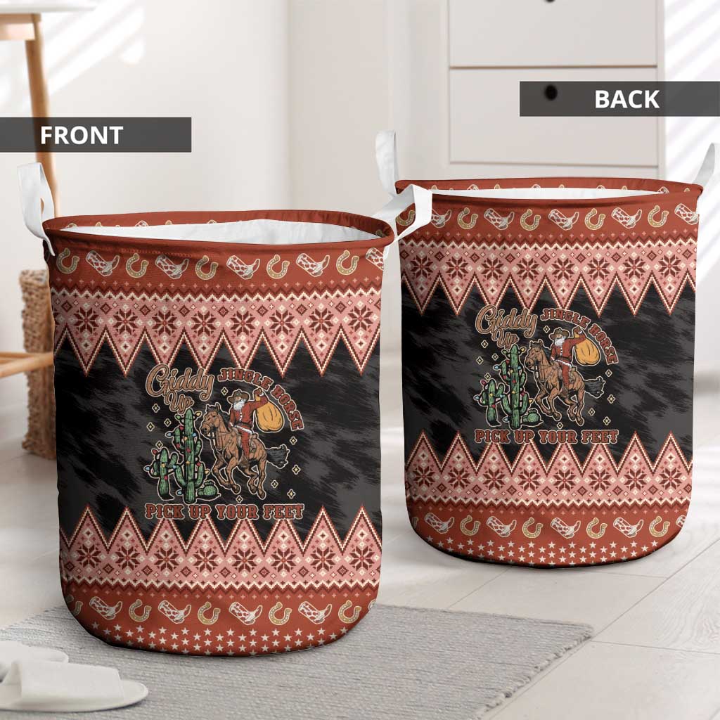 Howdy Christmas Cowboy Santa Laundry Basket Giddy Up Jingle Horse Pick Up Your Feet - Wonder Print Shop