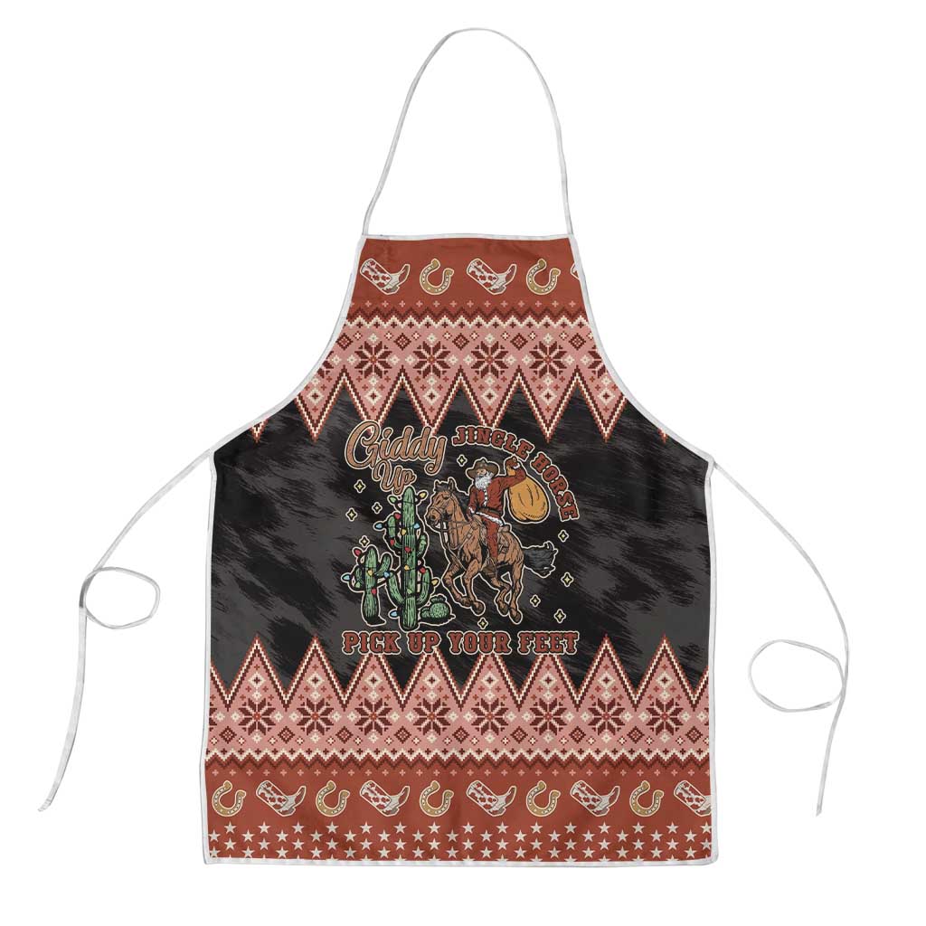 Howdy Christmas Cowboy Santa Apron Giddy Up Jingle Horse Pick Up Your Feet - Wonder Print Shop