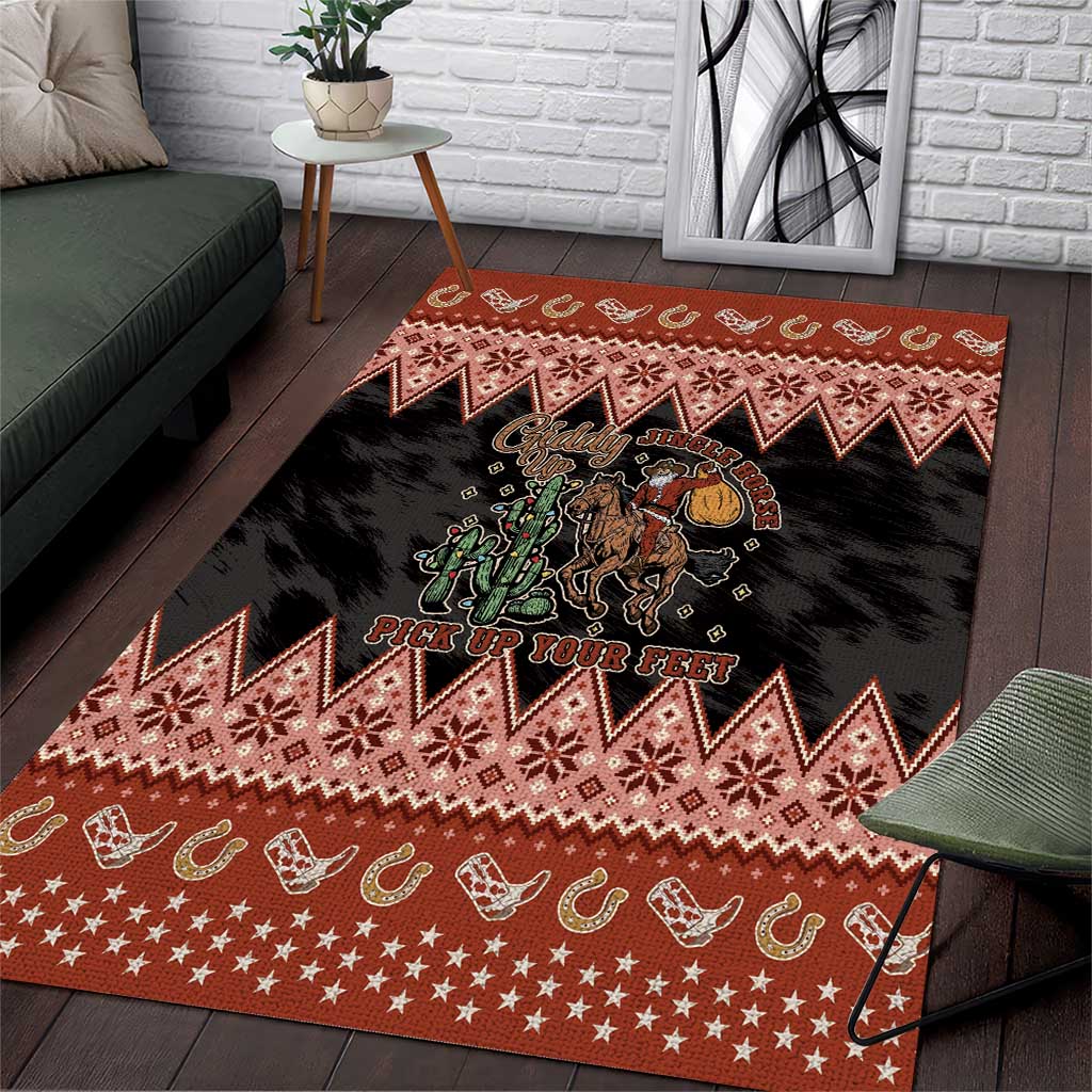 Howdy Christmas Cowboy Santa Area Rug Giddy Up Jingle Horse Pick Up Your Feet - Wonder Print Shop