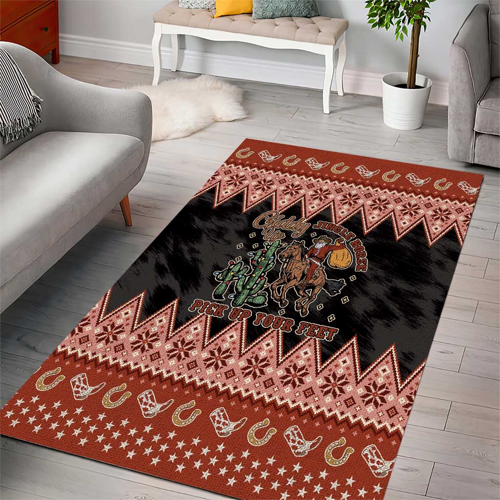 Howdy Christmas Cowboy Santa Area Rug Giddy Up Jingle Horse Pick Up Your Feet - Wonder Print Shop