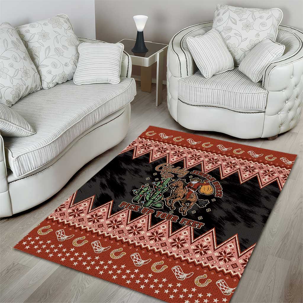 Howdy Christmas Cowboy Santa Area Rug Giddy Up Jingle Horse Pick Up Your Feet - Wonder Print Shop