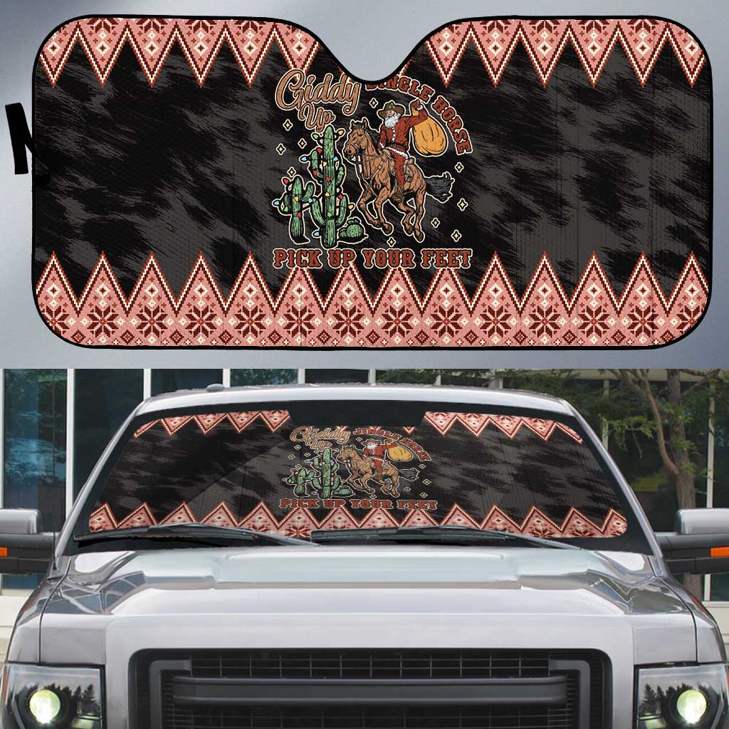 Howdy Christmas Cowboy Santa Auto Sun Shade Giddy Up Jingle Horse Pick Up Your Feet - Wonder Print Shop