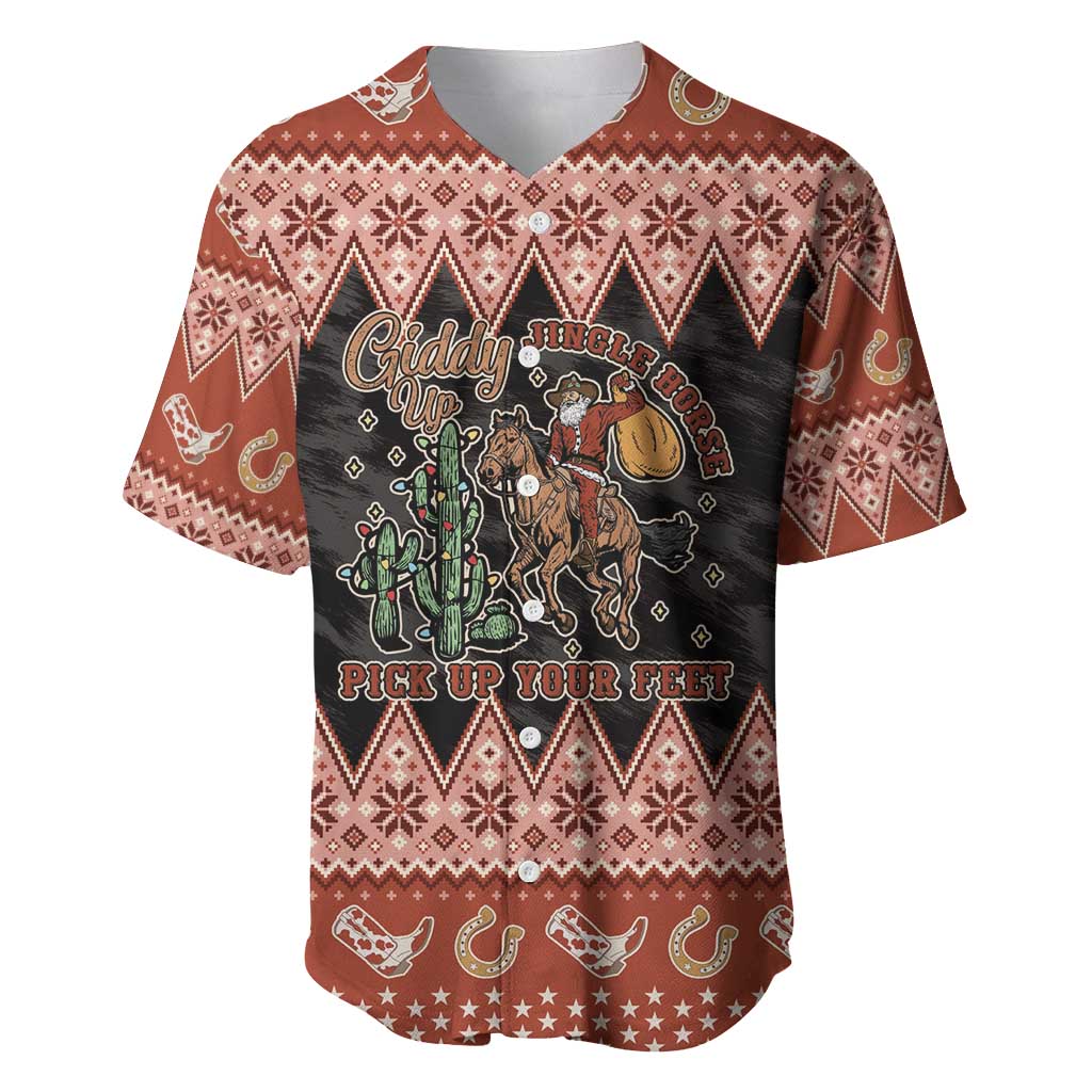 Howdy Christmas Cowboy Santa Baseball Jersey Giddy Up Jingle Horse Pick Up Your Feet - Wonder Print Shop