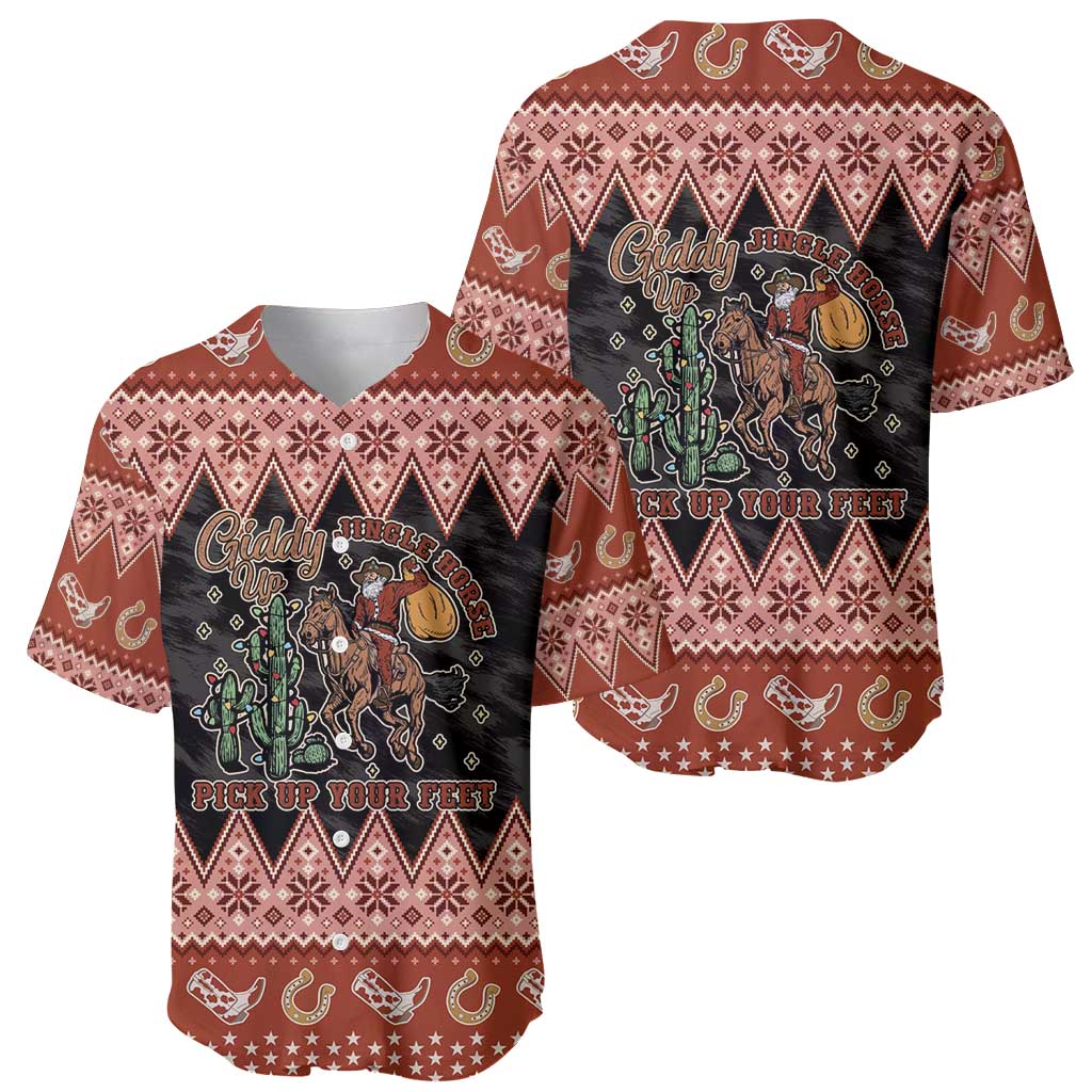 Howdy Christmas Cowboy Santa Baseball Jersey Giddy Up Jingle Horse Pick Up Your Feet - Wonder Print Shop