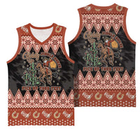 Howdy Christmas Cowboy Santa Basketball Jersey Giddy Up Jingle Horse Pick Up Your Feet - Wonder Print Shop