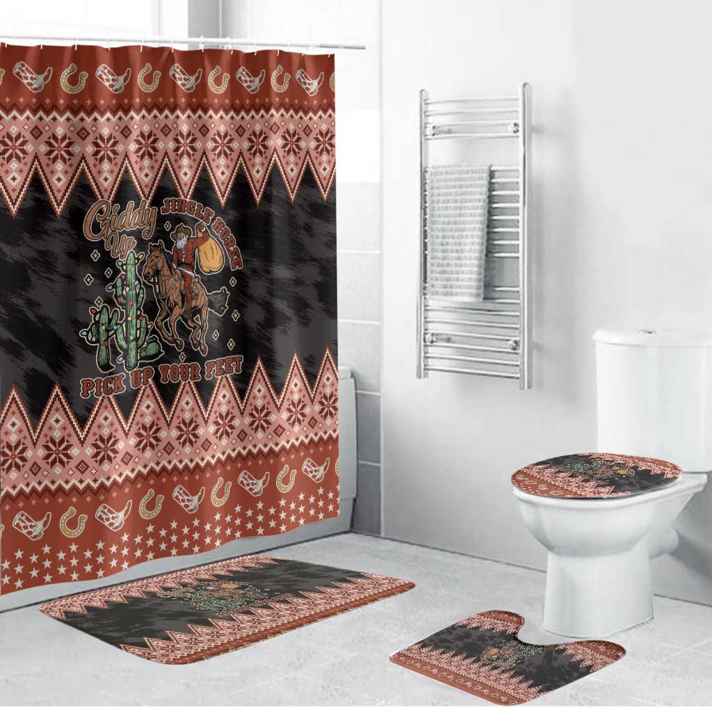 Howdy Christmas Cowboy Santa Bathroom Set Giddy Up Jingle Horse Pick Up Your Feet - Wonder Print Shop