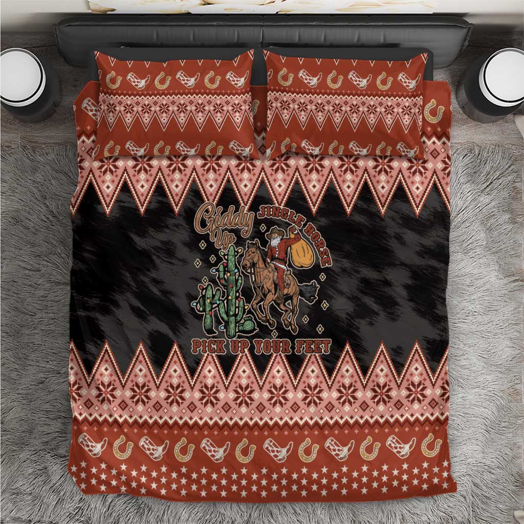 Howdy Christmas Cowboy Santa Bedding Set Giddy Up Jingle Horse Pick Up Your Feet - Wonder Print Shop