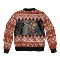 Howdy Christmas Cowboy Santa Bomber Jacket Giddy Up Jingle Horse Pick Up Your Feet - Wonder Print Shop