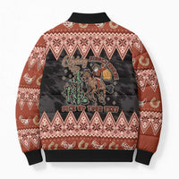 Howdy Christmas Cowboy Santa Bomber Puffer Jacket Giddy Up Jingle Horse Pick Up Your Feet - Wonder Print Shop