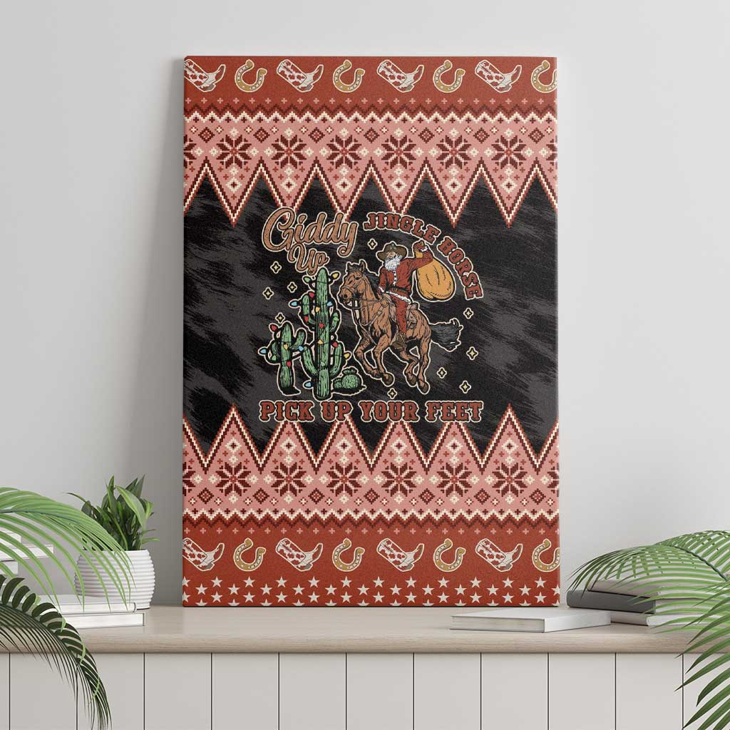 Howdy Christmas Cowboy Santa Canvas Wall Art Giddy Up Jingle Horse Pick Up Your Feet - Wonder Print Shop