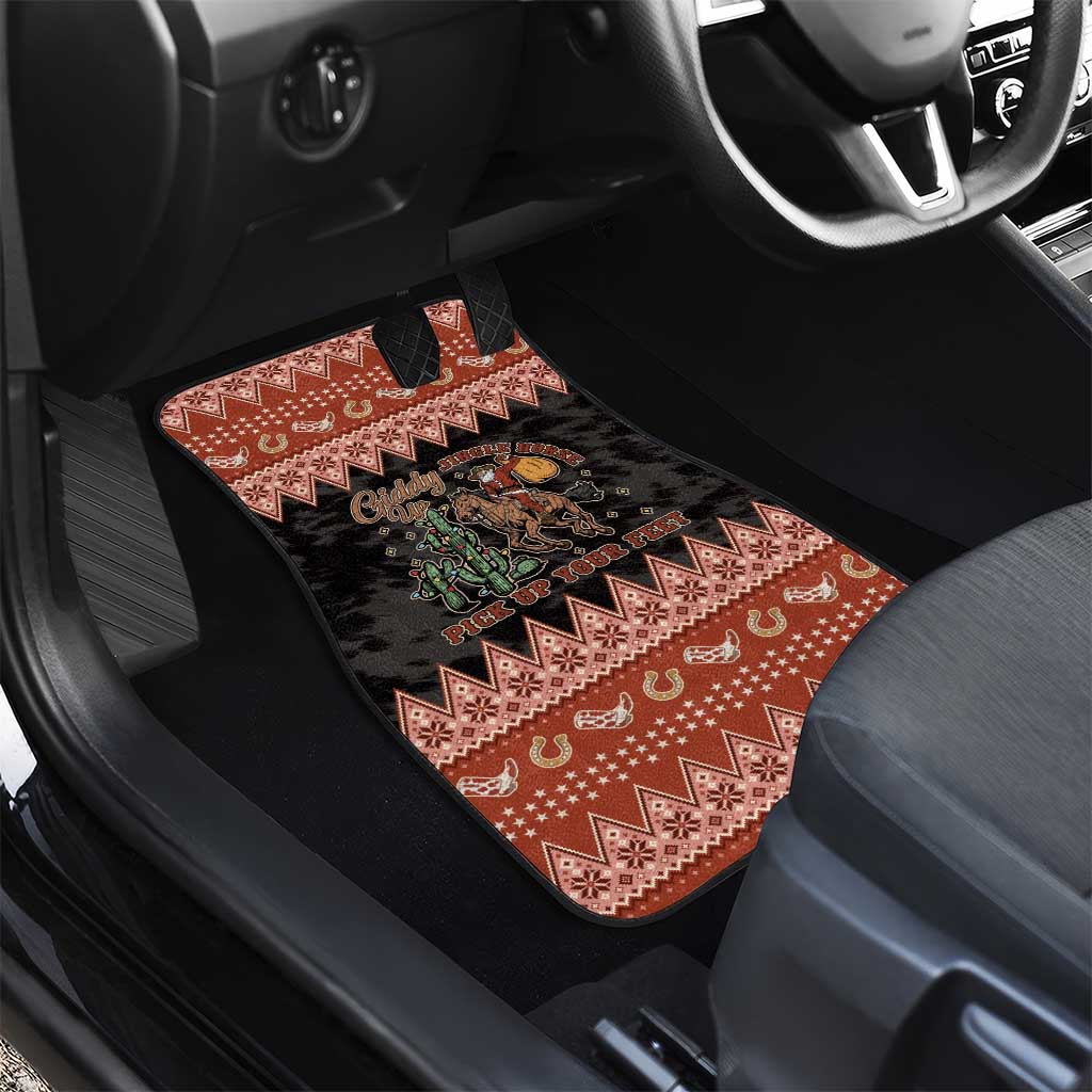 Howdy Christmas Cowboy Santa Car Mats Giddy Up Jingle Horse Pick Up Your Feet - Wonder Print Shop