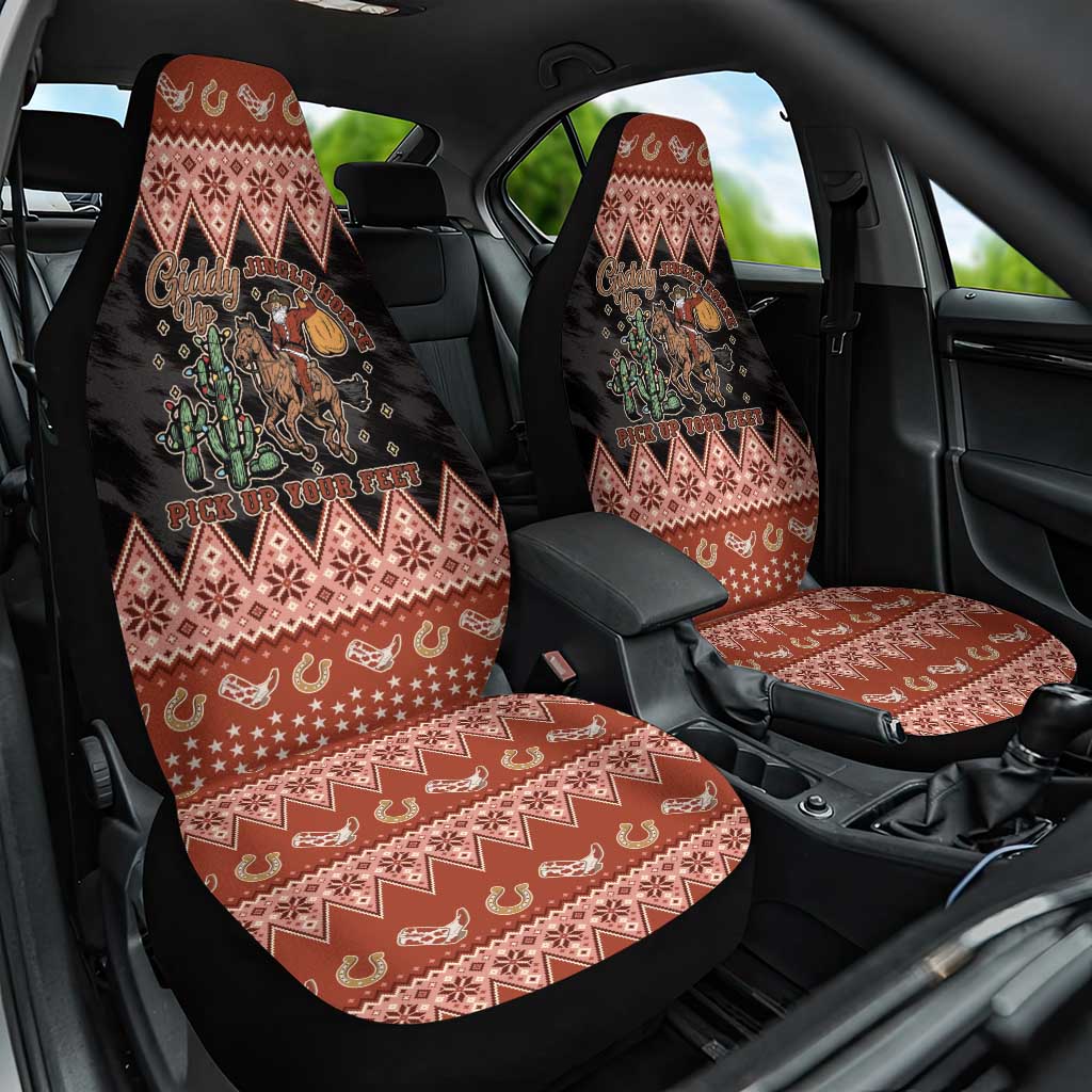 Howdy Christmas Cowboy Santa Car Seat Cover Giddy Up Jingle Horse Pick Up Your Feet - Wonder Print Shop