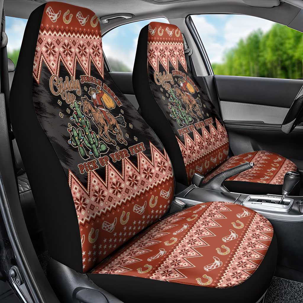 Howdy Christmas Cowboy Santa Car Seat Cover Giddy Up Jingle Horse Pick Up Your Feet - Wonder Print Shop
