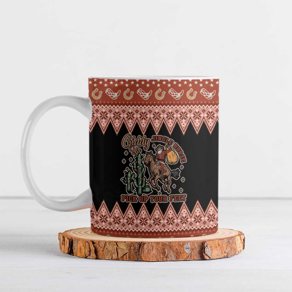 Howdy Christmas Cowboy Santa Ceramic Mug Giddy Up Jingle Horse Pick Up Your Feet - Wonder Print Shop
