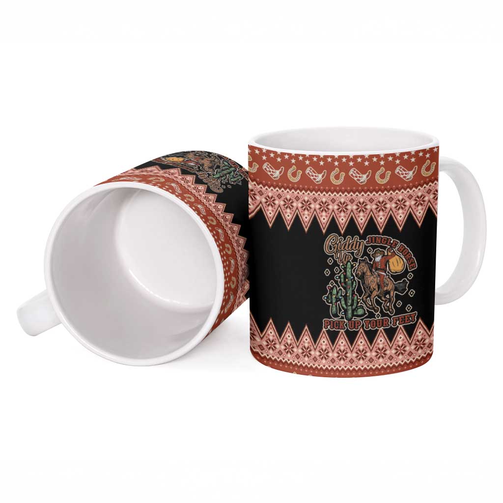 Howdy Christmas Cowboy Santa Ceramic Mug Giddy Up Jingle Horse Pick Up Your Feet - Wonder Print Shop