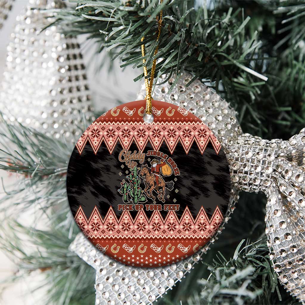Howdy Christmas Cowboy Santa Ceramic Ornament Giddy Up Jingle Horse Pick Up Your Feet - Wonder Print Shop