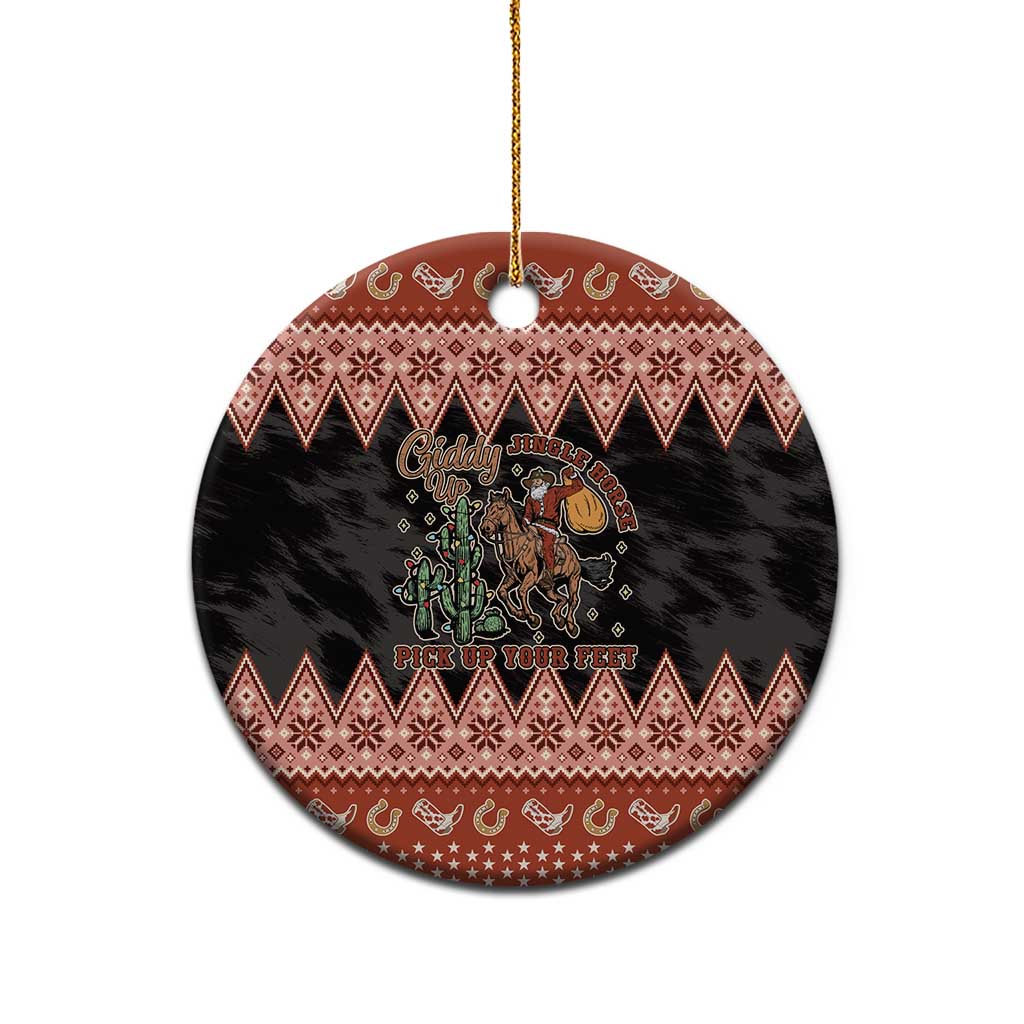 Howdy Christmas Cowboy Santa Ceramic Ornament Giddy Up Jingle Horse Pick Up Your Feet - Wonder Print Shop