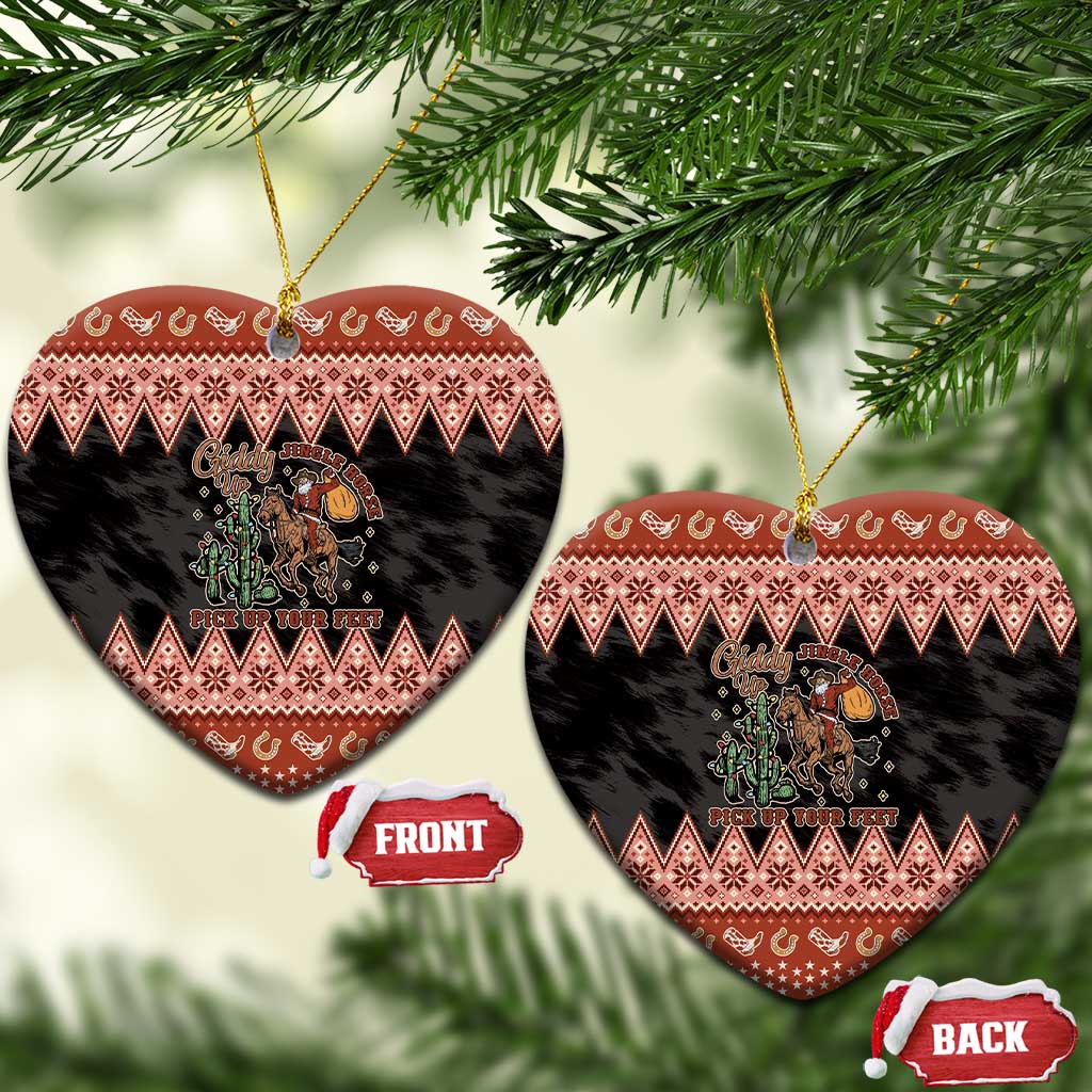 Howdy Christmas Cowboy Santa Ceramic Ornament Giddy Up Jingle Horse Pick Up Your Feet - Wonder Print Shop