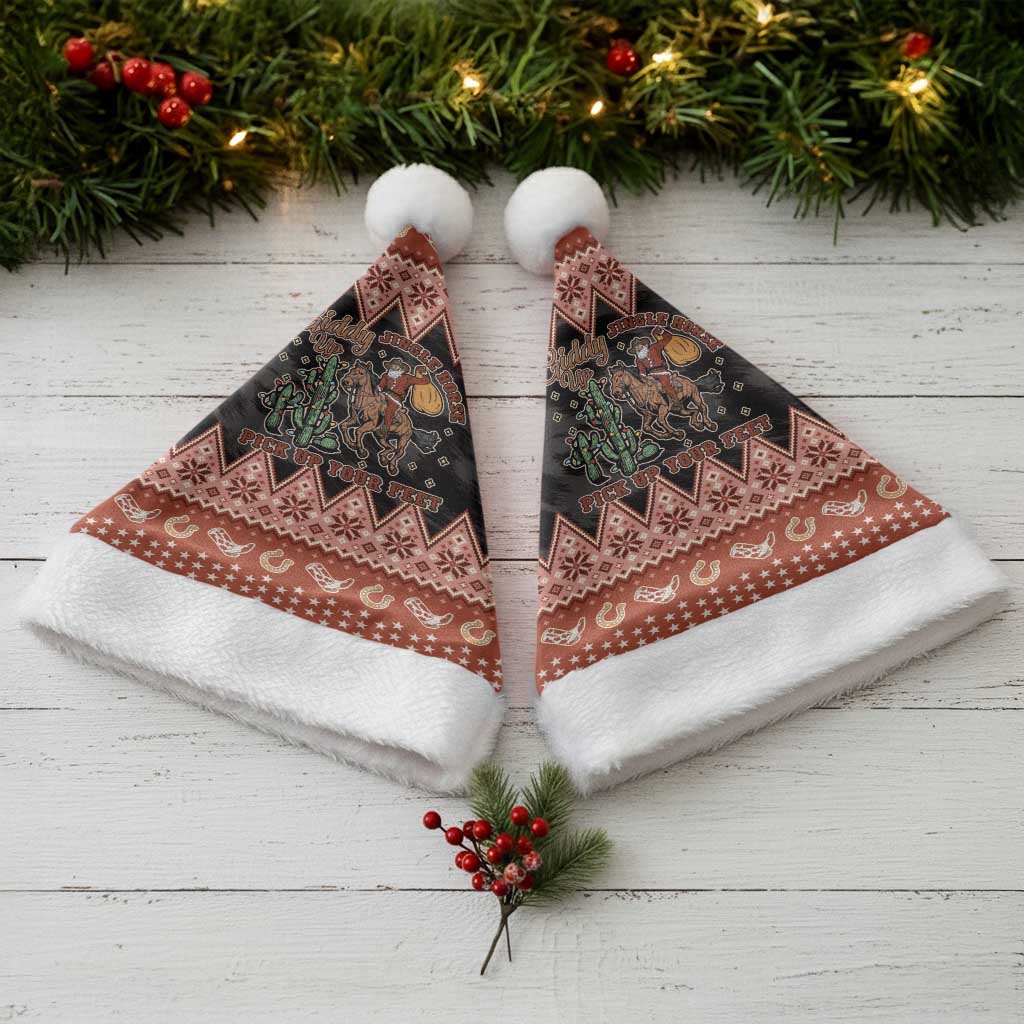 Howdy Christmas Cowboy Santa Christmas Santa Hat Giddy Up Jingle Horse Pick Up Your Feet - Wonder Print Shop