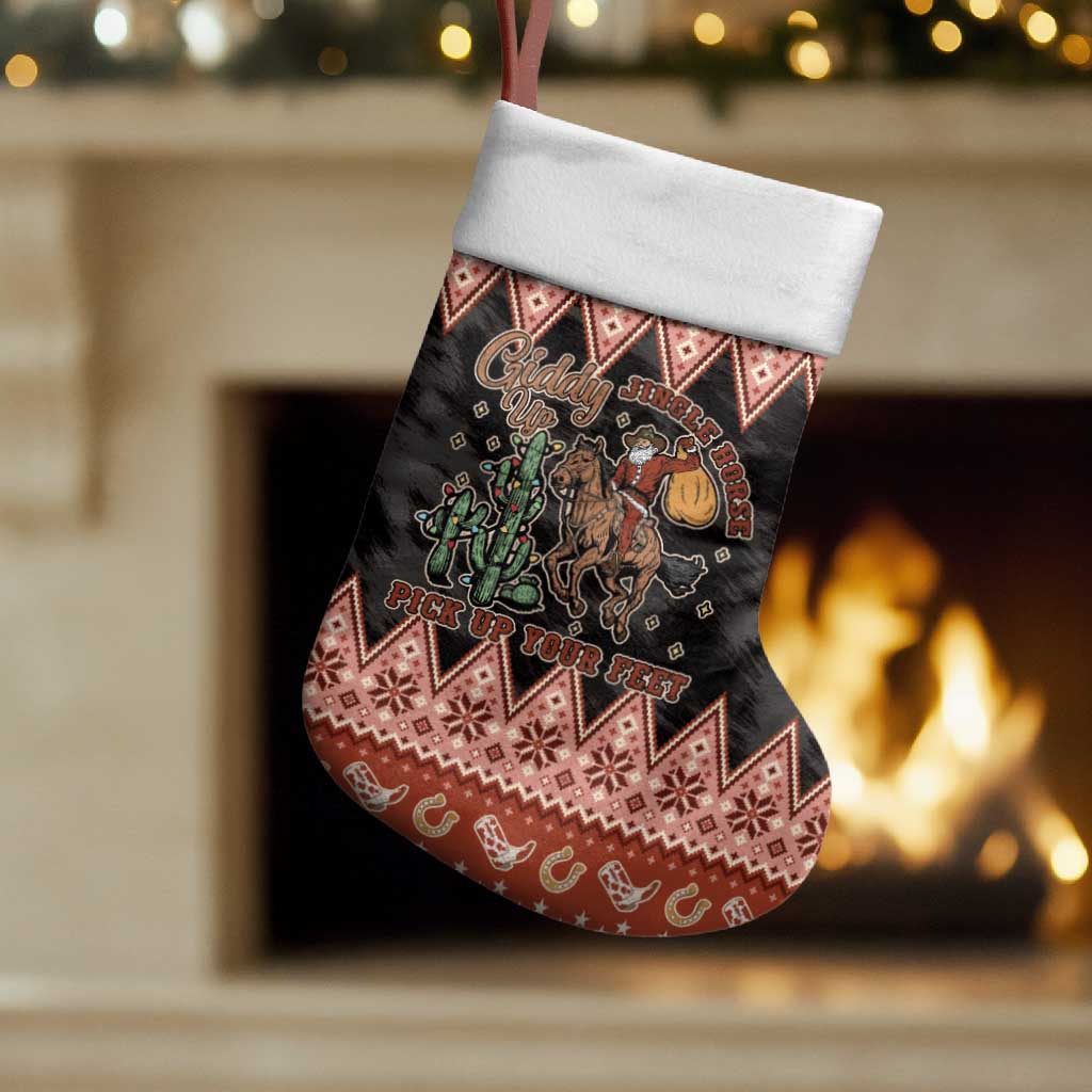 Howdy Christmas Cowboy Santa Christmas Stocking Giddy Up Jingle Horse Pick Up Your Feet - Wonder Print Shop