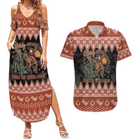 Howdy Christmas Cowboy Santa Couples Matching Summer Maxi Dress and Hawaiian Shirt Giddy Up Jingle Horse Pick Up Your Feet - Wonder Print Shop