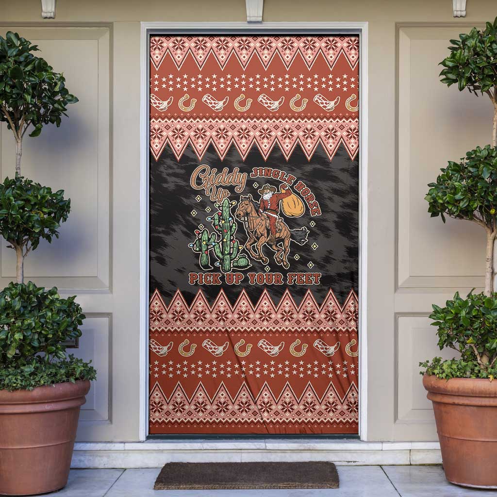 Howdy Christmas Cowboy Santa Door Cover Giddy Up Jingle Horse Pick Up Your Feet - Wonder Print Shop