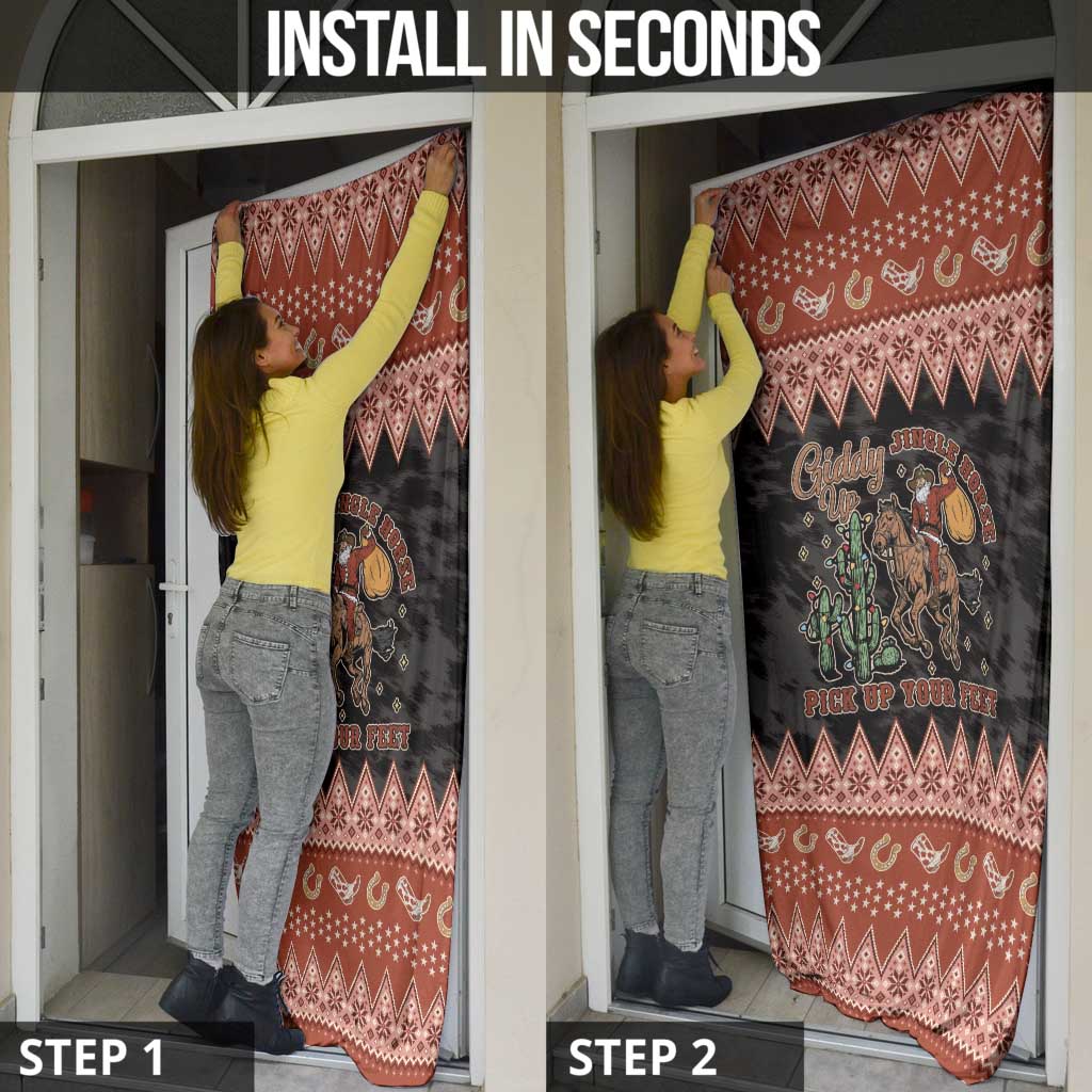 Howdy Christmas Cowboy Santa Door Cover Giddy Up Jingle Horse Pick Up Your Feet - Wonder Print Shop