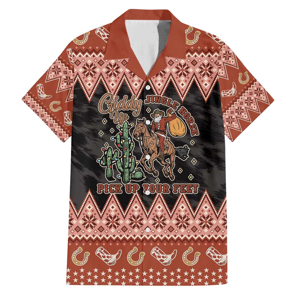 Howdy Christmas Cowboy Santa Family Matching Mermaid Dress and Hawaiian Shirt Giddy Up Jingle Horse Pick Up Your Feet - Wonder Print Shop