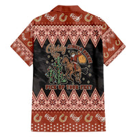Howdy Christmas Cowboy Santa Family Matching Off The Shoulder Long Sleeve Dress and Hawaiian Shirt Giddy Up Jingle Horse Pick Up Your Feet - Wonder Print Shop