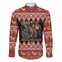 Howdy Christmas Cowboy Santa Family Matching Off The Shoulder Long Sleeve Dress and Hawaiian Shirt Giddy Up Jingle Horse Pick Up Your Feet - Wonder Print Shop