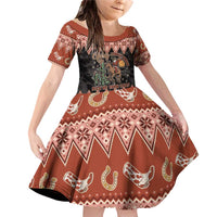 Howdy Christmas Cowboy Santa Family Matching Off Shoulder Short Dress and Hawaiian Shirt Giddy Up Jingle Horse Pick Up Your Feet - Wonder Print Shop