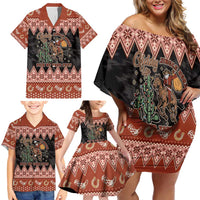 Howdy Christmas Cowboy Santa Family Matching Off Shoulder Short Dress and Hawaiian Shirt Giddy Up Jingle Horse Pick Up Your Feet - Wonder Print Shop