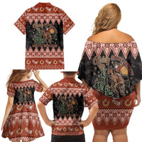 Howdy Christmas Cowboy Santa Family Matching Off Shoulder Short Dress and Hawaiian Shirt Giddy Up Jingle Horse Pick Up Your Feet - Wonder Print Shop