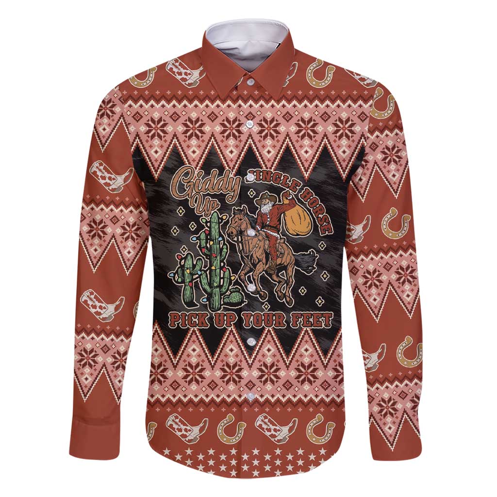 Howdy Christmas Cowboy Santa Family Matching Short Sleeve Bodycon Dress and Hawaiian Shirt Giddy Up Jingle Horse Pick Up Your Feet - Wonder Print Shop