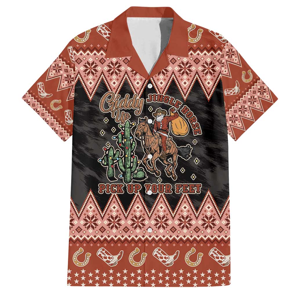 Howdy Christmas Cowboy Santa Family Matching Tank Maxi Dress and Hawaiian Shirt Giddy Up Jingle Horse Pick Up Your Feet - Wonder Print Shop