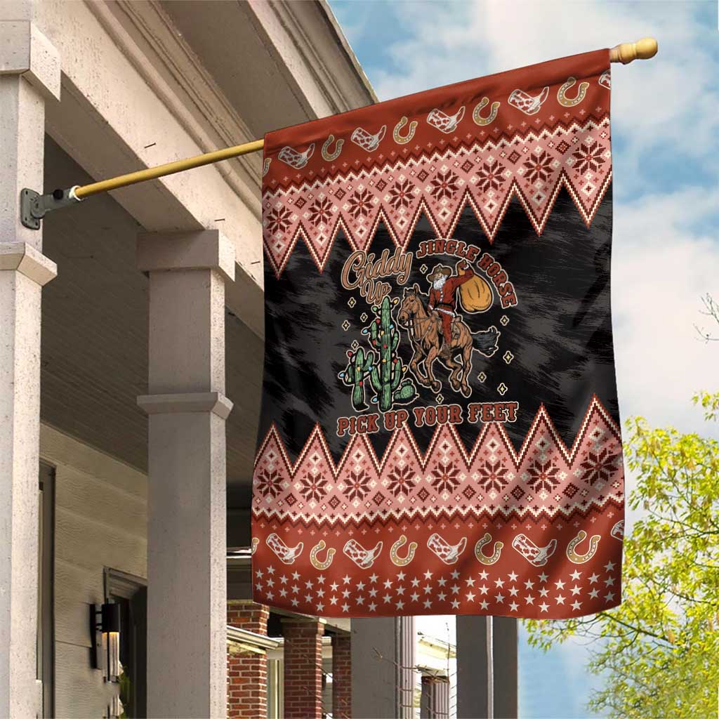 Howdy Christmas Cowboy Santa Garden Flag Giddy Up Jingle Horse Pick Up Your Feet - Wonder Print Shop
