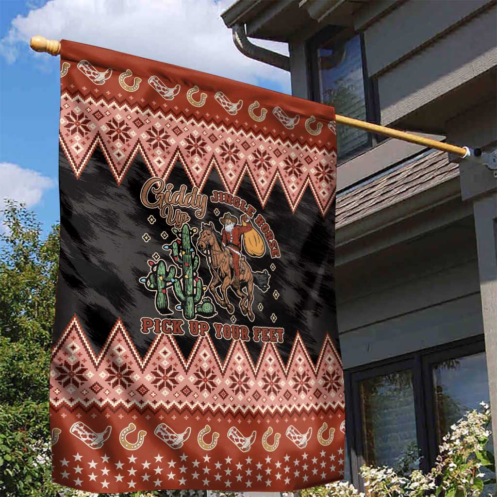 Howdy Christmas Cowboy Santa Garden Flag Giddy Up Jingle Horse Pick Up Your Feet - Wonder Print Shop