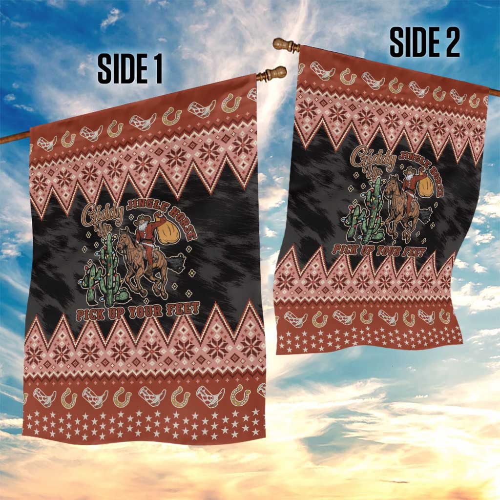 Howdy Christmas Cowboy Santa Garden Flag Giddy Up Jingle Horse Pick Up Your Feet - Wonder Print Shop