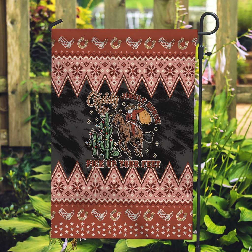 Howdy Christmas Cowboy Santa Garden Flag Giddy Up Jingle Horse Pick Up Your Feet - Wonder Print Shop