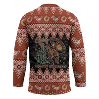 Howdy Christmas Cowboy Santa Hockey Jersey Giddy Up Jingle Horse Pick Up Your Feet - Wonder Print Shop