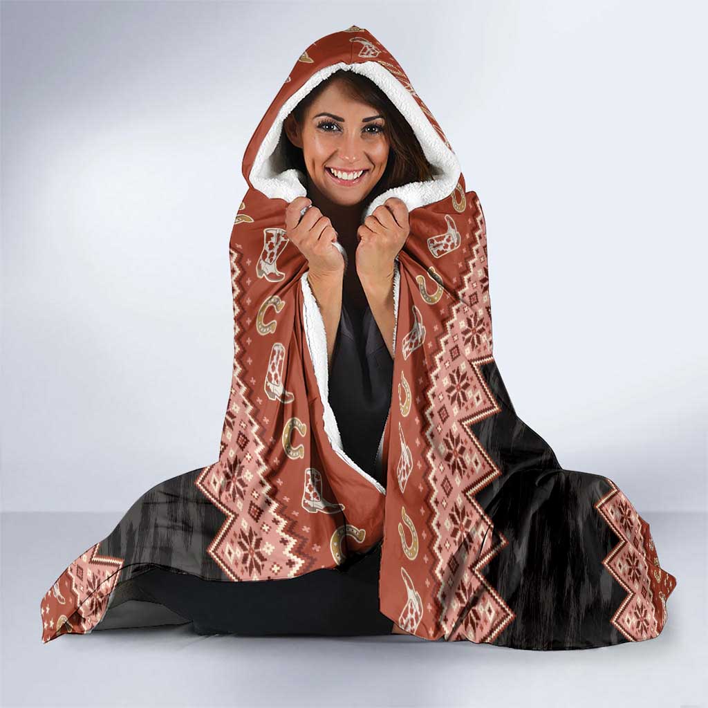 Howdy Christmas Cowboy Santa Hooded Blanket Giddy Up Jingle Horse Pick Up Your Feet - Wonder Print Shop