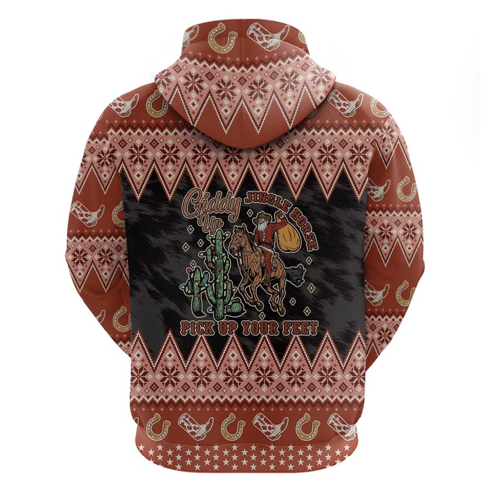 Howdy Christmas Cowboy Santa Hoodie Giddy Up Jingle Horse Pick Up Your Feet - Wonder Print Shop